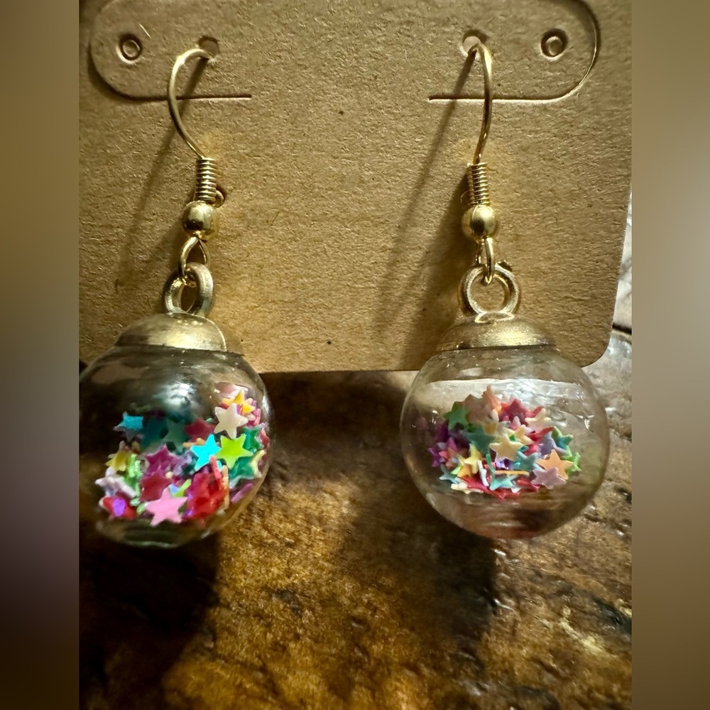 Handcrafted confetti globe earrings